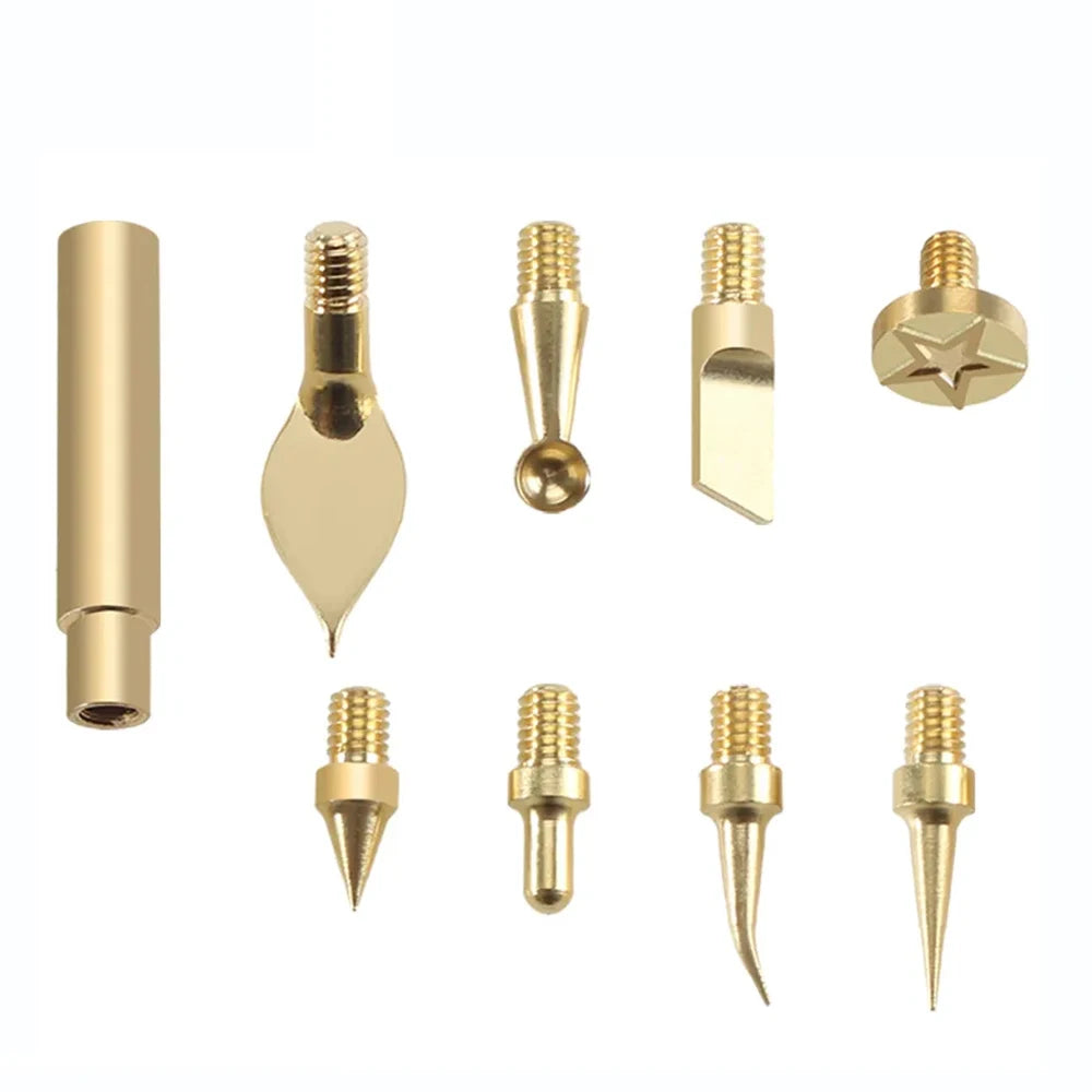 9-Piece Heat Insert & Finishing Tip Set – Brass Soldering Iron Tips for 3D Printing
