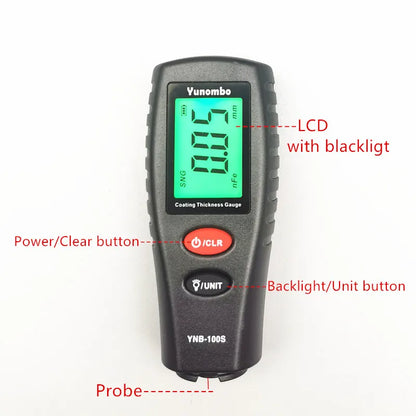 Digital Paint Thickness Gauge – Backlit LCD Coating Thickness Meter for Car Bodywork