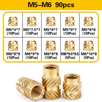 Screw Thread Hot Insert M2/2.5/3/4/5/6 Brass Knurled Nut Implant  for Plastic 3D Printing Assortment Kit