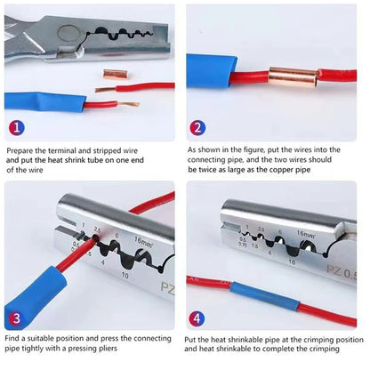 Copper Crimp Connector, Electrical Terminal Butt, Assortment Kit 7 Size, 250Pcs