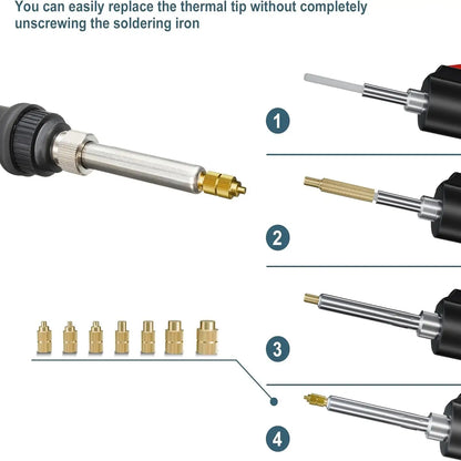 Heat Set Insert Soldering Iron Kit – M2-M6 Brass Threaded Inserts for 3D Printing & Plastic Repair