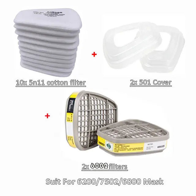 6001/6002/6004 Filter Cartridge 5N11 Dustproof Cotton, Fit For 3M 6200/7502/6800 Gas Mask Chemical Painting Spray Respirator