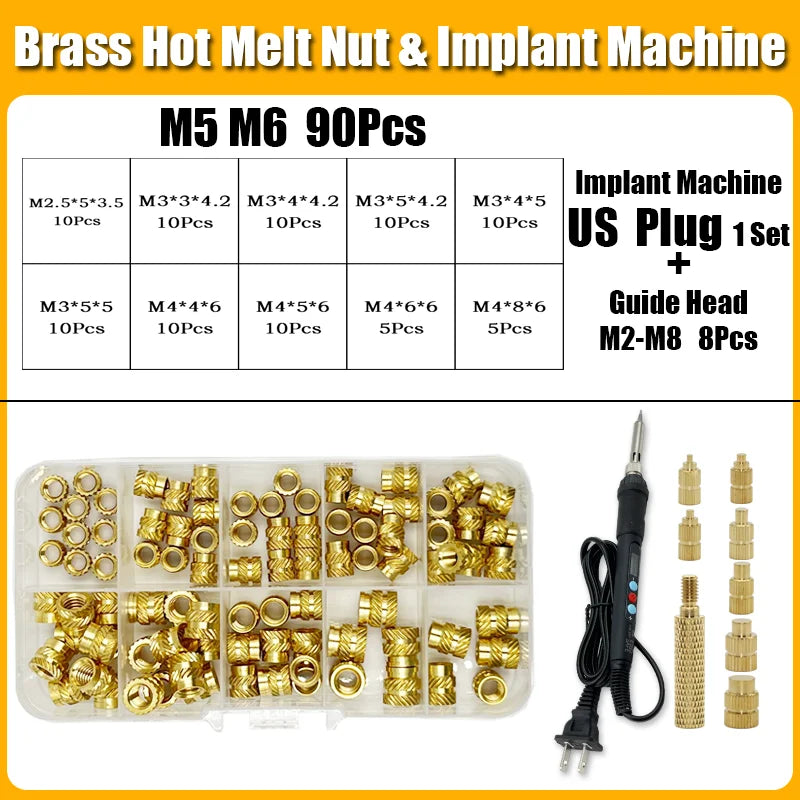Screw Thread Hot Insert M2/2.5/3/4/5/6/8 Brass Knurled Nut Implant Machine
