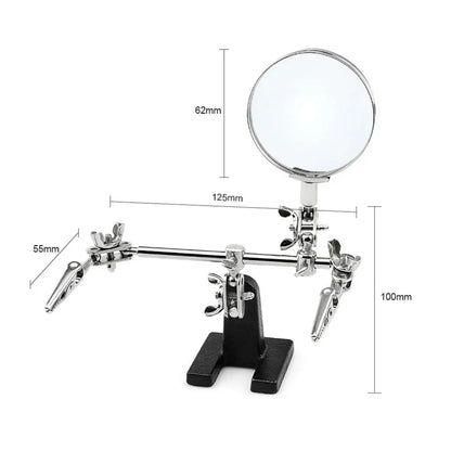 5X Helping Hands Magnifier Stand – Adjustable Alligator Clips for Soldering & Wiring Repair