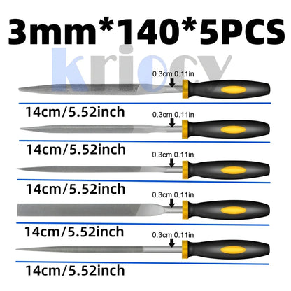5-Piece Precision File Set – Round, Flat & Triangular Hand Files for Metalwork