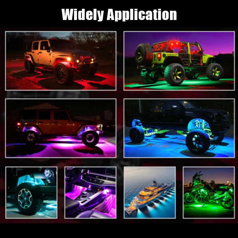 Car Chassis Light  RGB LED APP Control Music Sync 4/6/8pc