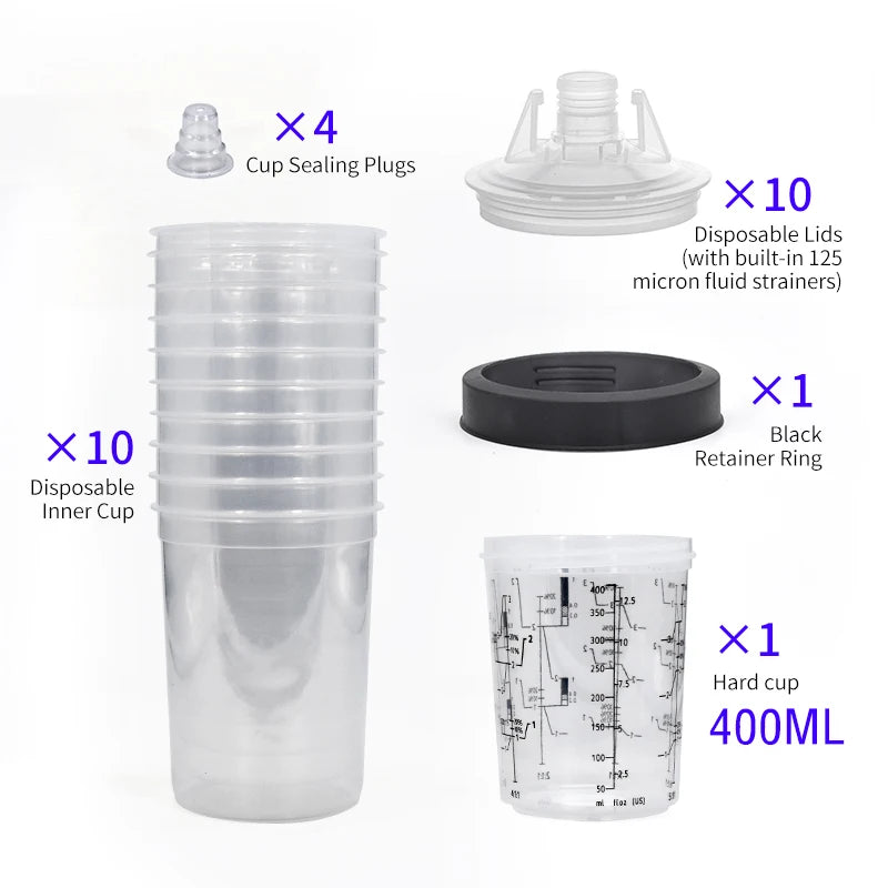 Disposable Paint Mixing Cup System – 160-800ml Graduated Spray Gun Cups