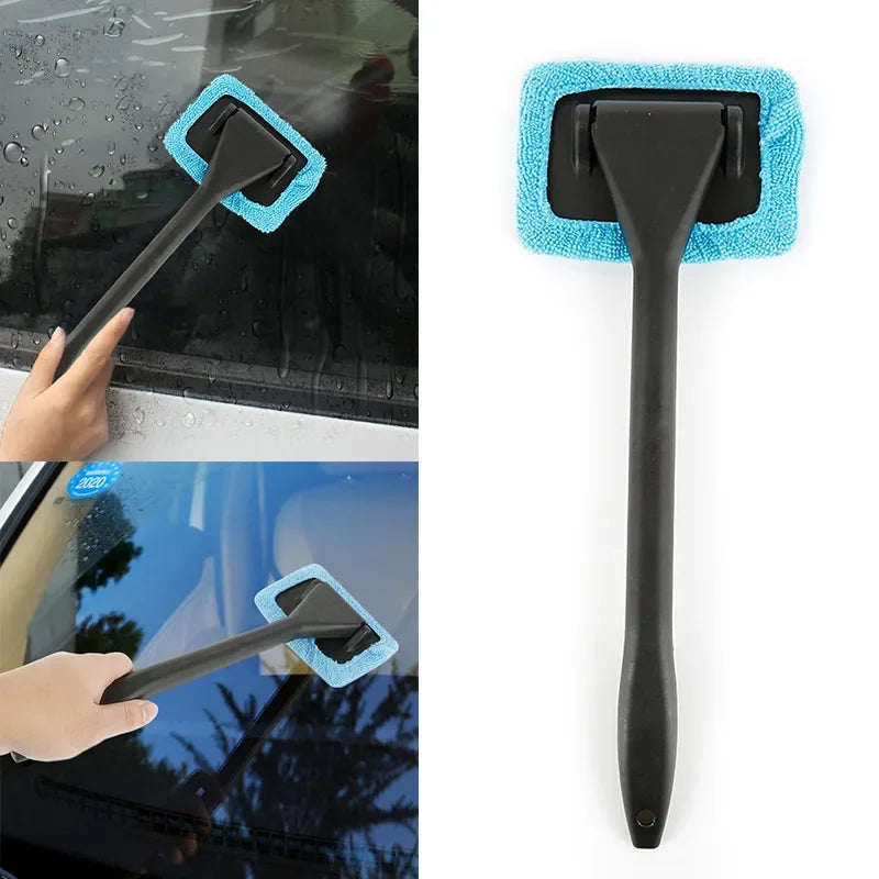Long-Handle Windshield Cleaning Brush Kit – Microfiber Interior Glass Wash Tool