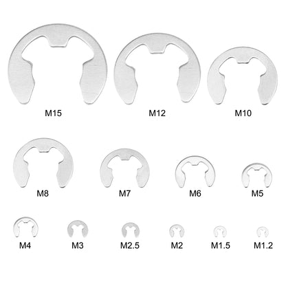 Stainless Steel E-Clip Retaining Ring Assortment