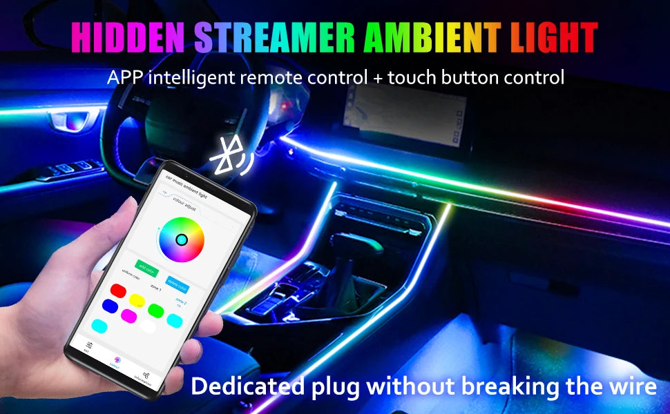 Car Ambient Interior lighting - App Control 22 In1 Full Color RGB Led Strip