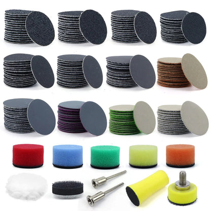 Sanding Discs Hook and Loop, 25mm/1 Inch 191 PCS, Wet Dry Sandpaper with 3mm Shank Backing Pad Polishing Pads and Interface Pad
