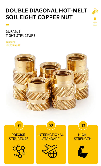 Screw Thread Hot Insert M2/2.5/3/4/5/6 Brass Knurled Nut Implant  for Plastic 3D Printing Assortment Kit