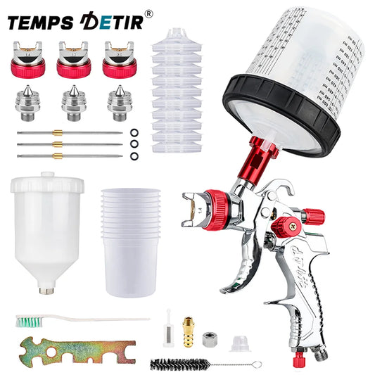 Professional HVLP Paint Spray Gun Kit – 1.4/1.7/2.0mm Nozzles, 600ml Cup