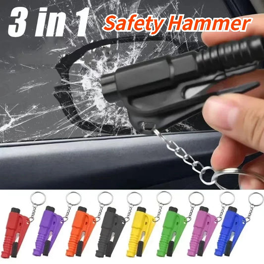 3-in-1 Car Safety Hammer & Seatbelt Cutter – Window Breaker Escape Tool with Whistle