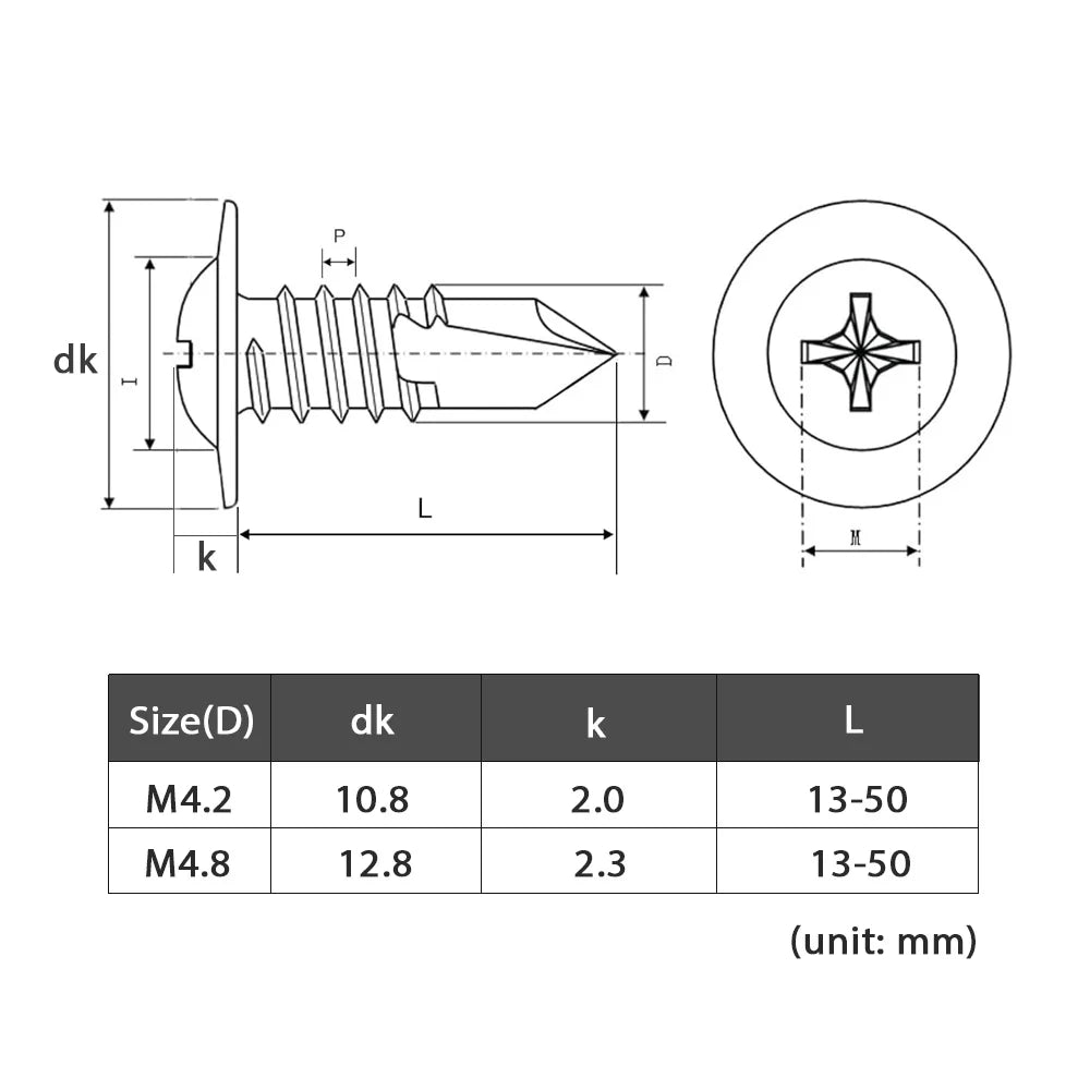 Phillips Head Tapping Screw M4.2/M4.8, 20/30pcs