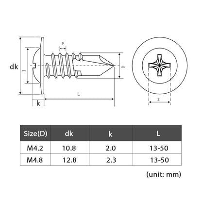 Phillips Head Tapping Screw M4.2/M4.8, 20/30pcs