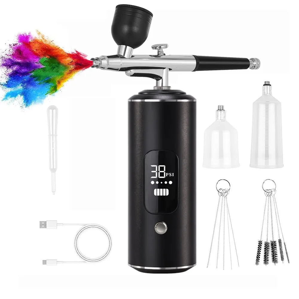 Portable Airbrush with Built-In Compressor – Rechargeable Kit for Custom Paint & Detailing