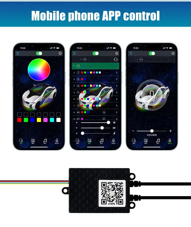 Car Hub Wheel Ring APP/Remote Control RGB Kit Waterproof LED Light