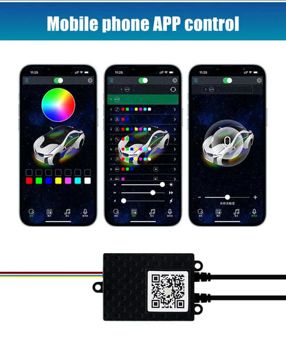 Car Hub Wheel Ring APP/Remote Control RGB Kit Waterproof LED Light