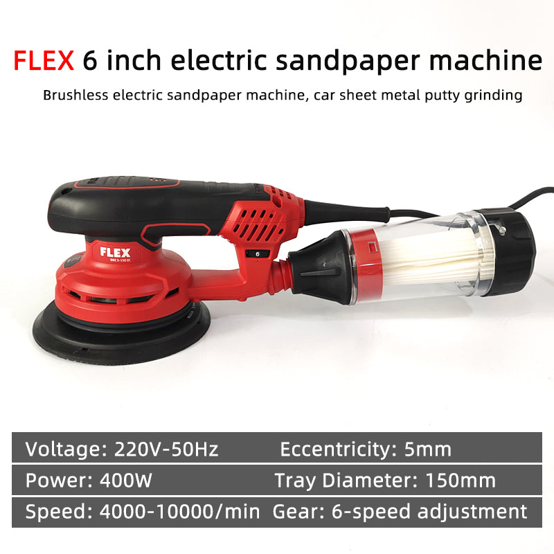 FLEX 6-Inch Random Orbital Sander – Carbon-Brush-Free Dry Grinder for Auto Body Work