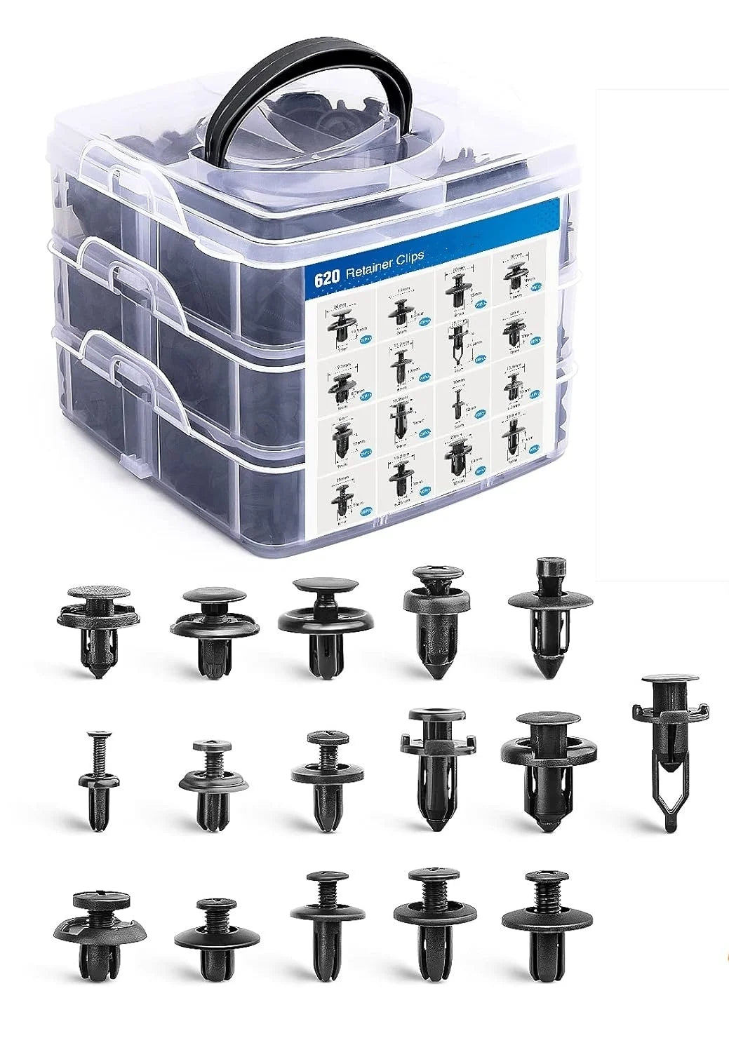 Push Retainer Mixed 13 Sizes Box, Bumper, Door Panel, interior Liner for All Cars & Vans