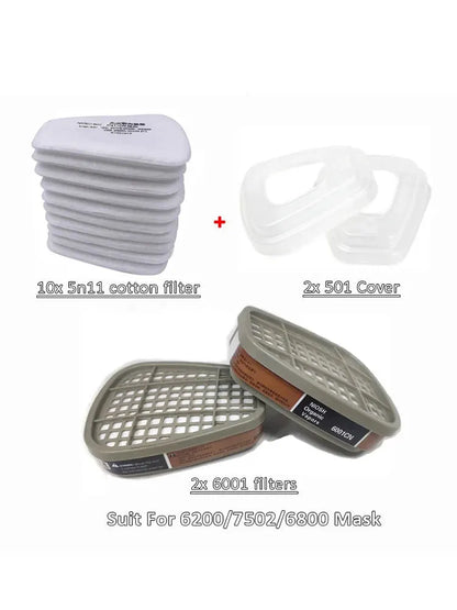 BULK 6001 Filter Cartridge 5N11 Dustproof Cotton, Fit For 3M 6200/7502/6800 Gas Mask Chemical Painting Spray Respirator