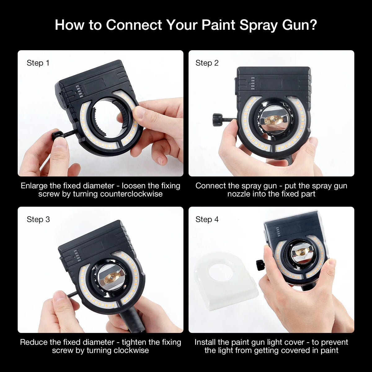 LED Spray Gun Paint Light – Adjustable 5-Color Rechargeable Work Lamp