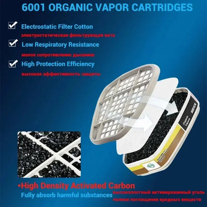 BULK 6001 Filter Cartridge 5N11 Dustproof Cotton, Fit For 3M 6200/7502/6800 Gas Mask Chemical Painting Spray Respirator