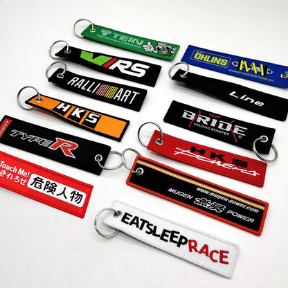Embroided Keychain - Type R, Eat Sleep Race, HKS, BIRDE, Tein and more!