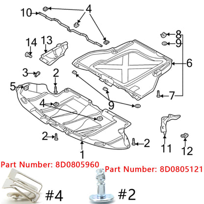 Screw Fasteners for VAG, VW, Audi, Skoda, Radiator Support, Undertrey, Splash Shield  no.8D0805960 no.8D0805121