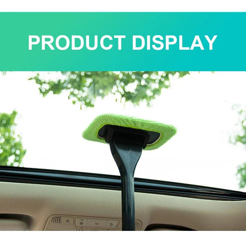 Long-Handle Windshield Cleaning Brush Kit – Microfiber Interior Glass Wash Tool