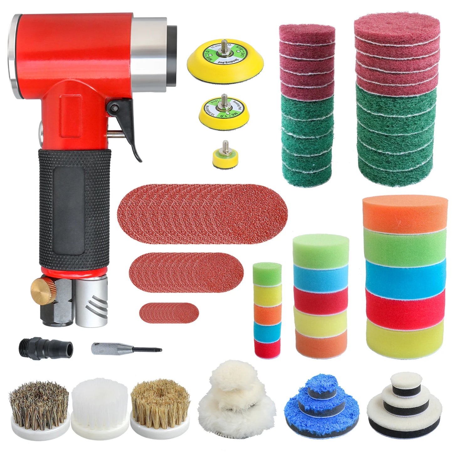 Pneumatic Orbit Air Sander 90° also Polishing and Grinding, 1, 2 and 3inch Sanding Pad