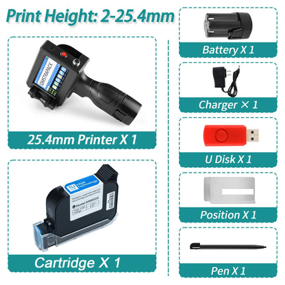 Handheld Inkjet Printer Gun for Text QR Barcode Batch Number Logo Date Label