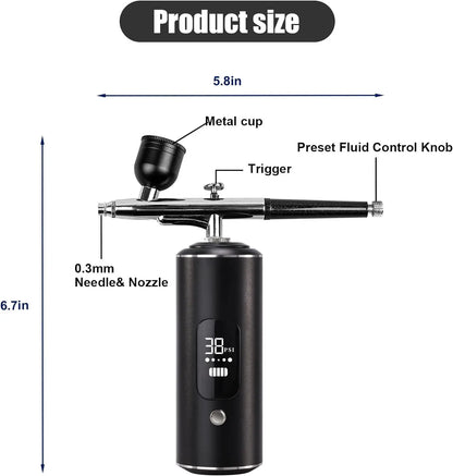 Portable Airbrush with Built-In Compressor – Rechargeable Kit for Custom Paint & Detailing