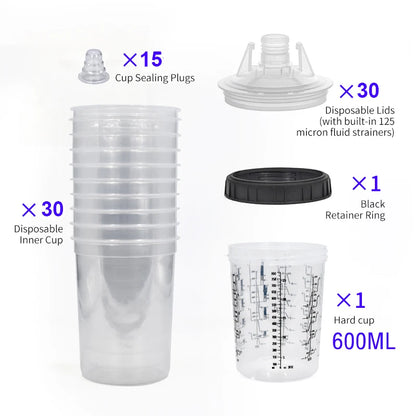 Disposable Paint Mixing Cup System – 160-800ml Graduated Spray Gun Cups