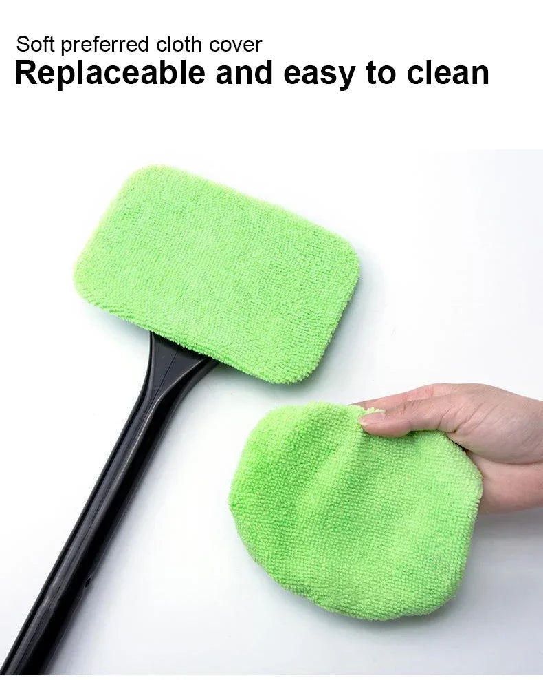 Long-Handle Windshield Cleaning Brush Kit – Microfiber Interior Glass Wash Tool