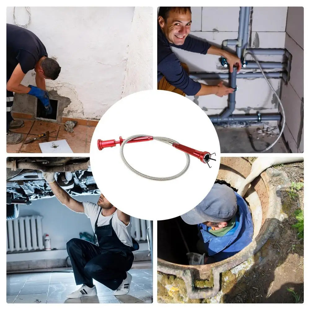 4-Claw Extendable Magnet Pickup Tool, Sewer Unclogger, Telescopic With Led Lights