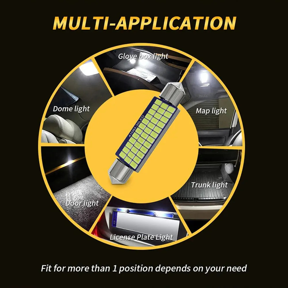 LED Light Bulbs  Canbus, C5W 12V 300LM 6500K White 31/36/39/41mm 2-20PCS