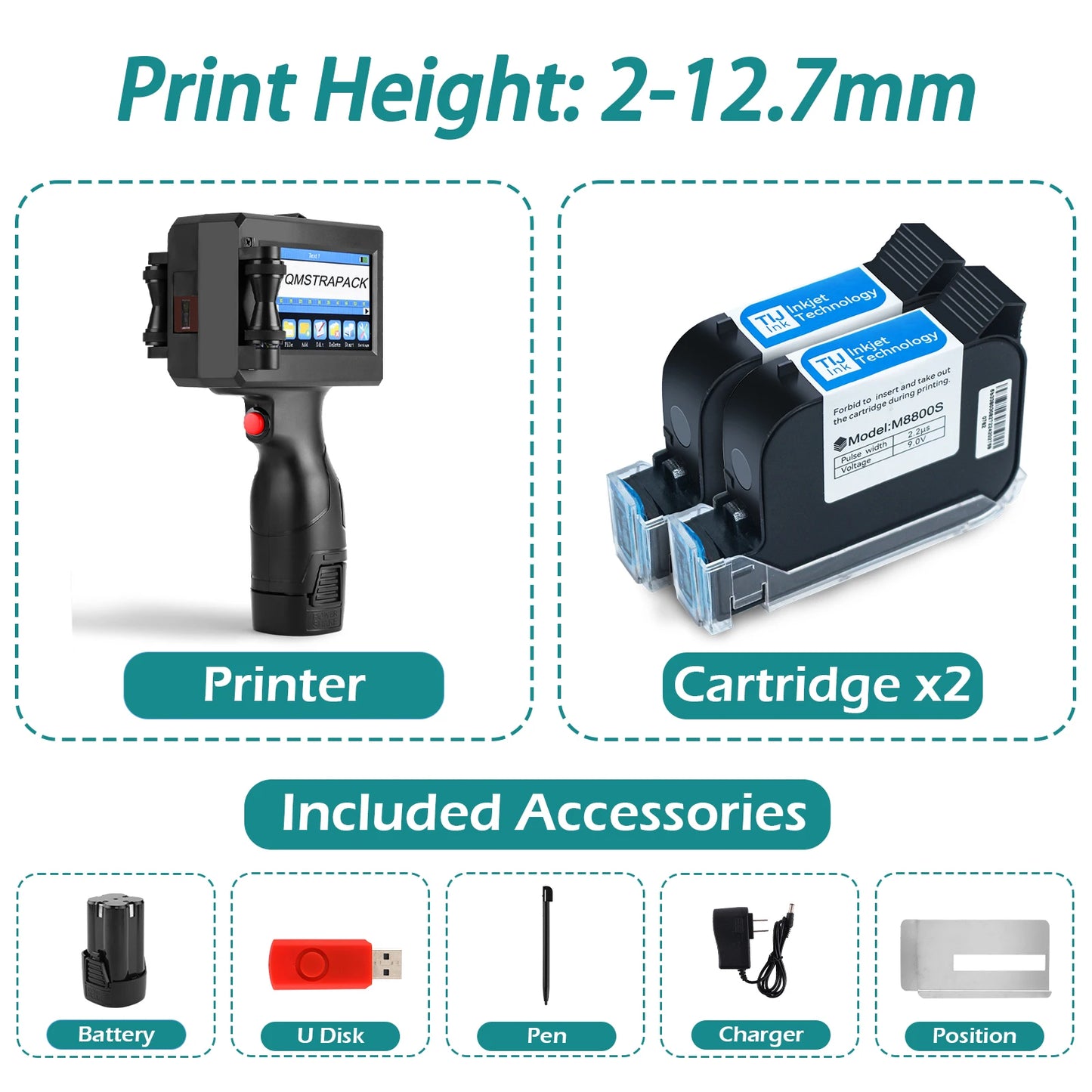 Handheld Inkjet Printer Gun for Text QR Barcode Batch Number Logo Date Label