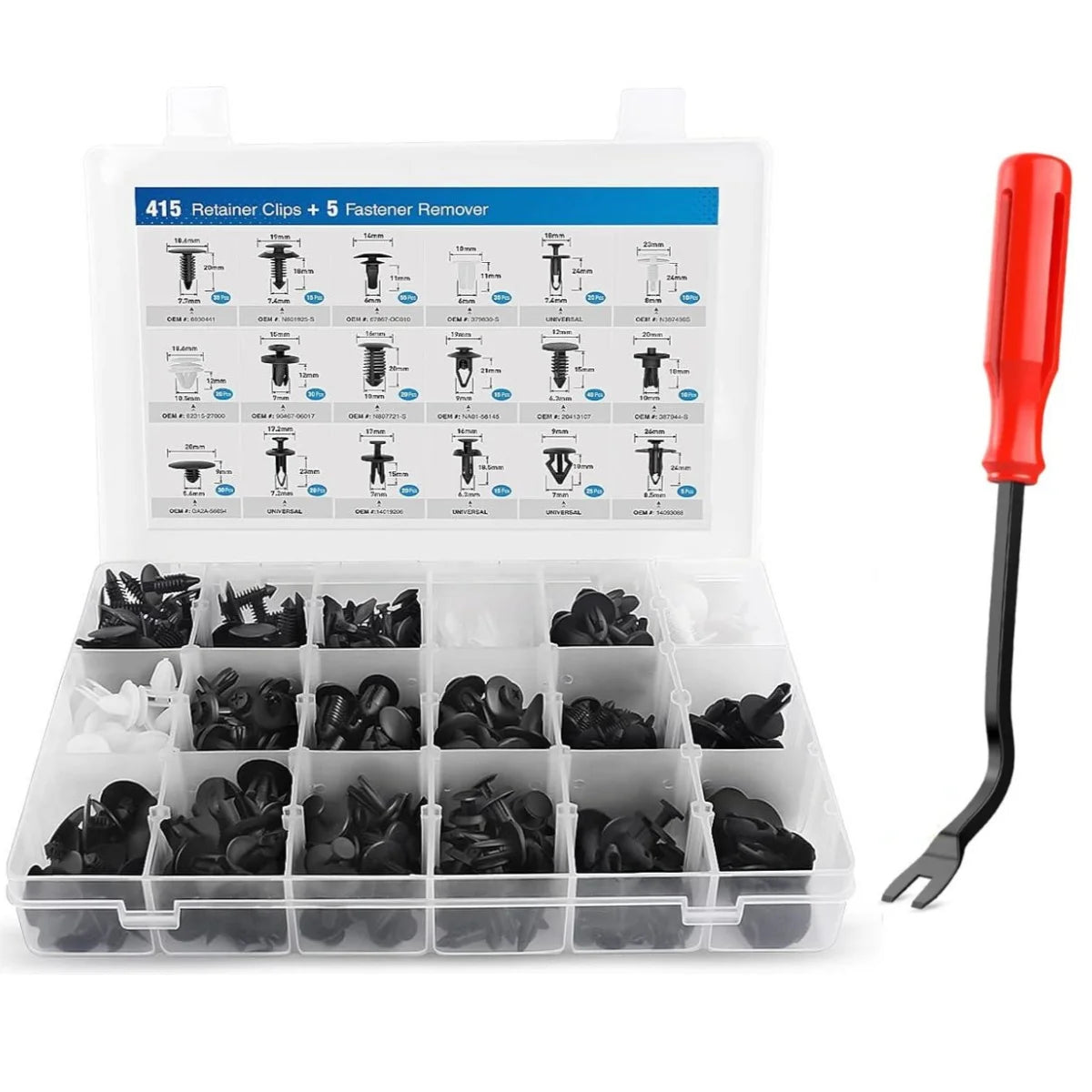 Push Retainer Mixed 13 Sizes Box, Bumper, Door Panel, interior Liner for All Cars & Vans