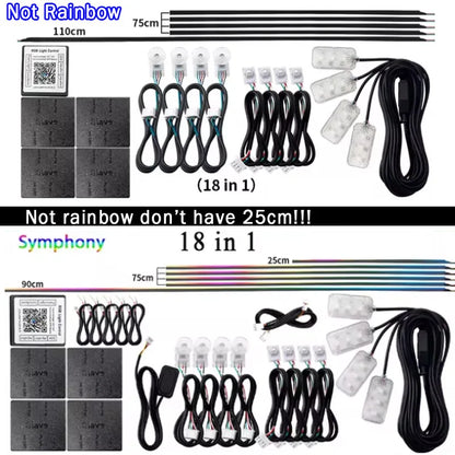 Car Ambient Interior lighting 6/10/14/18pc Led Car Ambient Lights RGB 213 64 Color