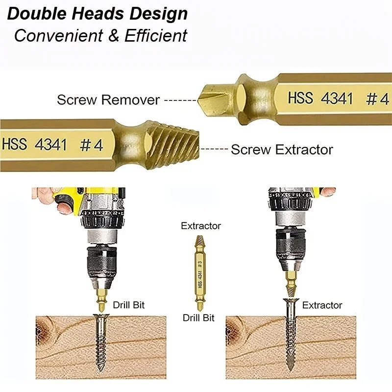 Damaged Screw Extractor Set – HSS Drill Bit Kit for Stripped & Broken Screws