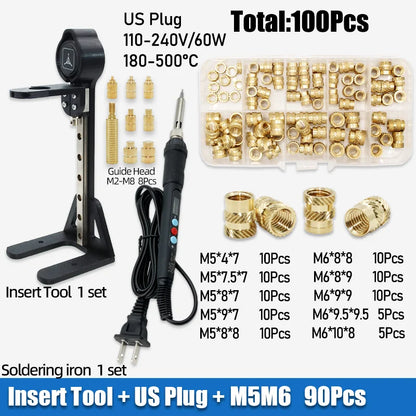 Heat Set Insert Kit with Stand – M2-M6 Brass Threaded Inserts, up to 1040 Pieces