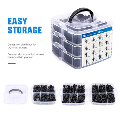 Push Retainer Mixed 13 Sizes Box, Bumper, Door Panel, interior Liner for All Cars & Vans