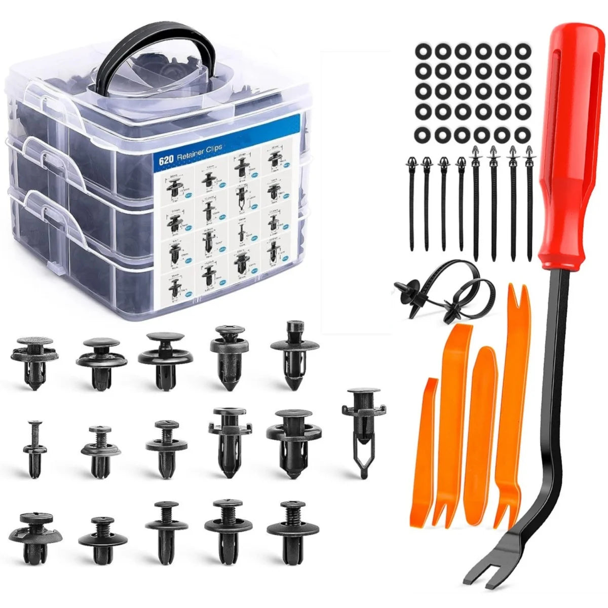 Push Retainer Mixed 13 Sizes Box, Bumper, Door Panel, interior Liner for All Cars & Vans