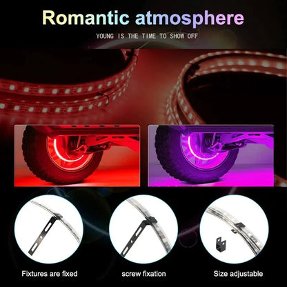 Car Hub Wheel Ring APP/Remote Control RGB Kit Waterproof LED Light