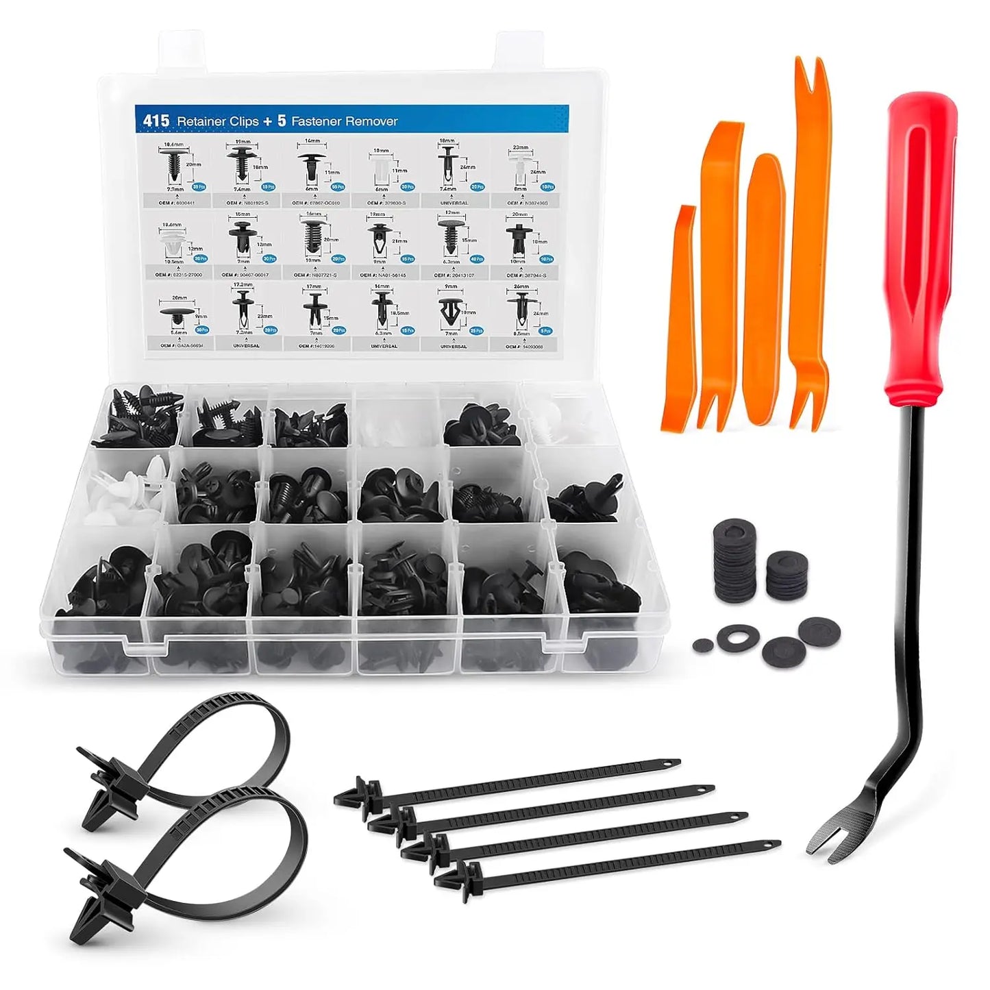 Push Retainer Mixed 13 Sizes Box, Bumper, Door Panel, interior Liner for All Cars & Vans