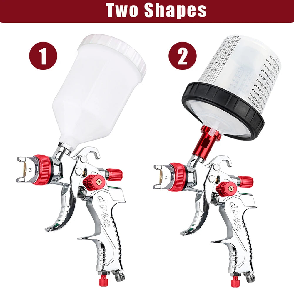 Professional HVLP Paint Spray Gun Kit – 1.4/1.7/2.0mm Nozzles, 600ml Cup