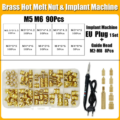 Screw Thread Hot Insert M2/2.5/3/4/5/6/8 Brass Knurled Nut Implant Machine