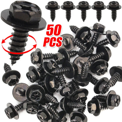 Hex/Philips Head Screws for Car Bumper, Fender, Splash Guards, Universal 1-50pcs